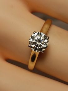 1 carat Brilliant cut Moissanite Yellow Gold Solitaire Ring