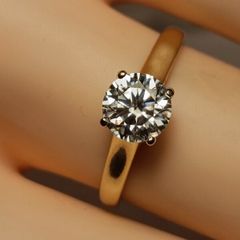 1 carat Brilliant cut Moissanite Yellow Gold Solitaire Ring