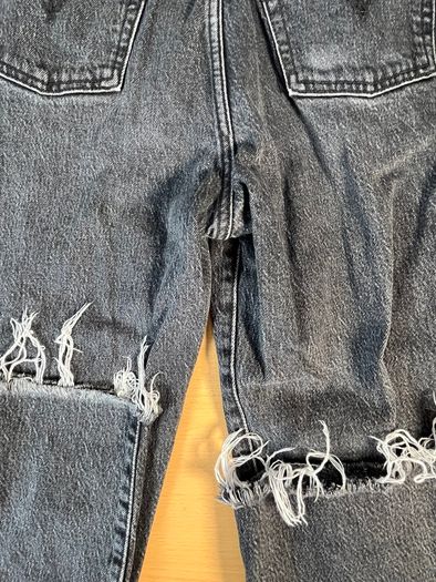 Levis Premium Ribcage Straight Ankle Womens Jeans W28 L25 Black Denim Button Fly