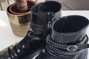 LK BENNETT black Hi-shine studded ankle boots Sz 40 (Fit 7UK)  - Rrp 229 (New)