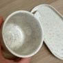 White Mug + Tray Set with multicoloured spots Image 3