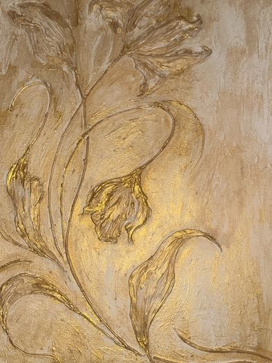 Gold Floral Textured Wall Art