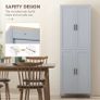 Freestanding Kitchen Cupboard, 4-Door Storage Cabinet Organizer with Adjustable Shelves Grey Image 8
