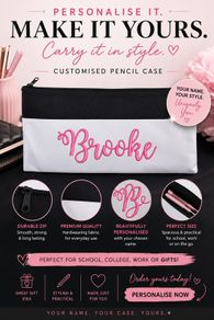 personalised pencil case/ make up brush bag