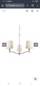 Ortona Bright Nickel 3 Light Centre Fitting with three White Shades