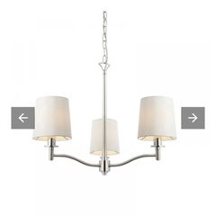 Ortona Bright Nickel 3 Light Centre Fitting with three White Shades