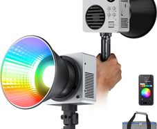HB80C RGBWW LED Video Light with Built-in 72Wh Battery & 100W PD Fast Charging, 80W Mini RGB COB Continuous Output Lighting Bowens Mount Handheld Spotlight 2500K-7500K, 10400lux/m, 18 Effects
