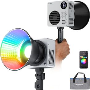 HB80C RGBWW LED Video Light with Built-in 72Wh Battery & 100W PD Fast Charging, 80W Mini RGB COB Continuous Output Lighting Bowens Mount Handheld Spotlight 2500K-7500K, 10400lux/m, 18 Effects