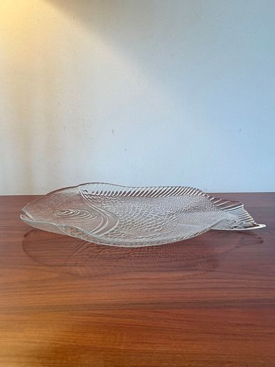 Large Vintage Fish Glass Serving Platter Plate Tray, Pasabahce