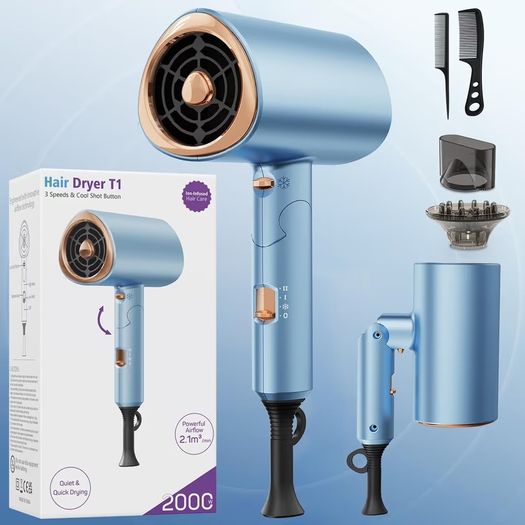 Brand New Foldable Ionic Hair Dryer 2000W Professional Blow Dryer with 2 Speed 3 Heat