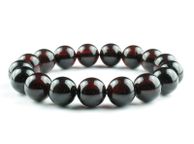 main image for ad Luxury Dark Cherry Baltic Amber Unisex 12mm Beaded Stretch Bracelet for Men Women Genuine Amber Large Beads