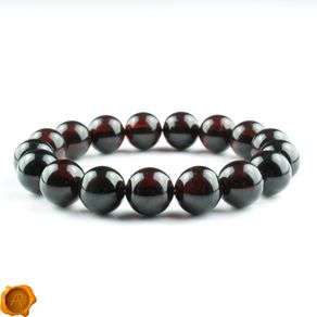 Luxury Dark Cherry Baltic Amber Unisex 12mm Beaded Stretch Bracelet for Men Women Genuine Amber Large Beads