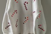 Candy cane (sequin) winter white christmas jumper 6-7 years