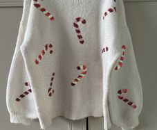 Candy cane (sequin) winter white christmas jumper 6-7 years
