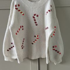 Candy cane (sequin) winter white christmas jumper 6-7 years