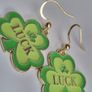 St Patrick earring green gold clover luck Image 2