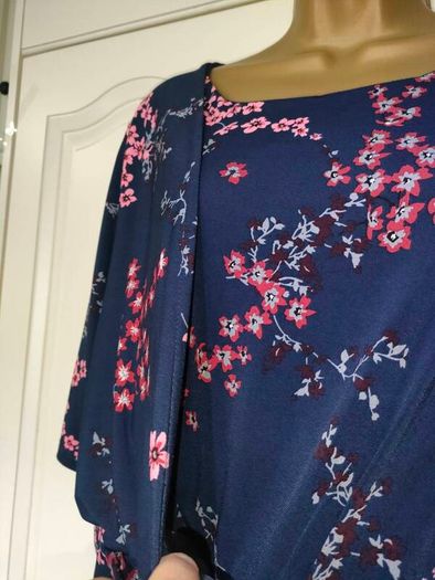 Anthology navy floral stretch pencil Occasion dress size 16 Postage included