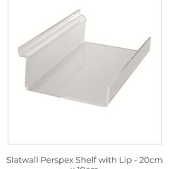 50 Clear Perspex Plastic Slat Wall Shelf - Shoes Display - Suits Many Uses