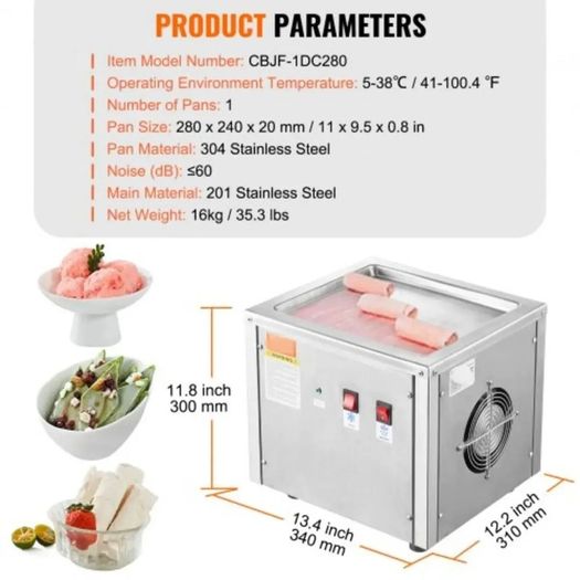 Fried Ice Cream Roll Machine Stainless Steel Pan