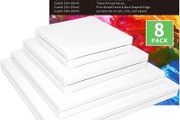 Blank Canvas Boards for Painting, Set of 8 Art Square Canvas Frame Panels, Board Stretcher Academy Acrylic Oil Water Painting, Stretched Wooden Frames, 100% Cotton, Canvases for Kids &amp; Artist (FREE POSTAGE)