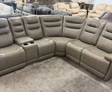 Halifax Corner Electric Leather Recliner Sofa - USB ports - LED lights