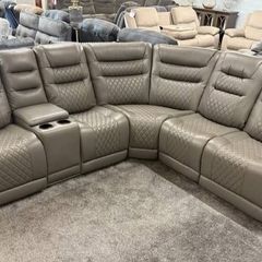Halifax Corner Electric Leather Recliner Sofa - USB ports - LED lights