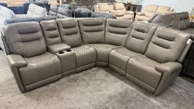 Halifax Corner Electric Leather Recliner Sofa - USB ports - LED lights