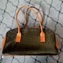 Tan and Black Vintage Leather Handbag Image 4