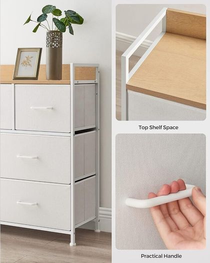 Industrial design with 7 drawers (Cloud white Oak beige) FREE P&P