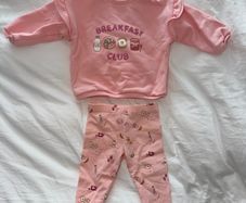 Fred & Flo Baby Girl Pink Breakfast Club 2-Piece Set - 3-6 months