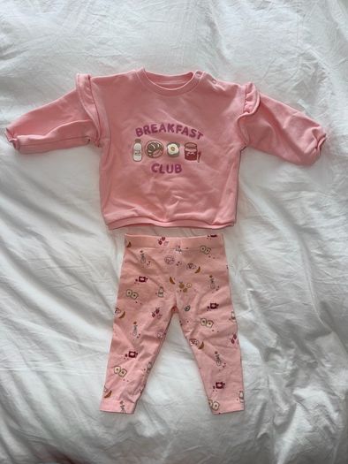 Fred & Flo Baby Girl Pink Breakfast Club 2-Piece Set - 3-6 months