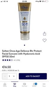 Soltan age defense facial sun cream spf50
