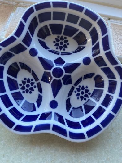 Sargadelos Fine Porcelain 3 section SauceDish