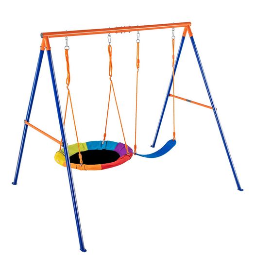 Swing Sets for Backyard 1 Saucer 1 Belt Swing Seat A-Frame Metal Stand