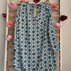 Bnwt white & blue paisley print tunic/dress size 38