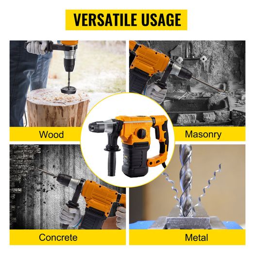 1050W Rotary Hammer Drill Max Drilling 26mm SDS Plus Demolition Jackhammer Breaker 4in1 Electric Wood Concrete Perforator