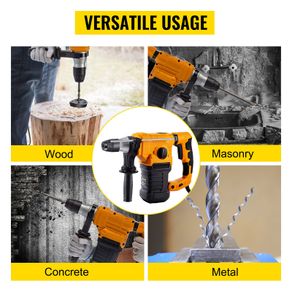 1050W Rotary Hammer Drill Max Drilling 26mm SDS Plus Demolition Jackhammer Breaker 4in1 Electric Wood Concrete Perforator