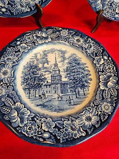 Liberty Blue Independence Hall - classic English transferware from the period of the Bicentennial of American independence