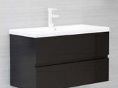Sink Cabinet with Built-in Basin High Gloss Black Chipboard