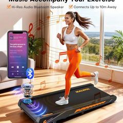 Treadmill with Speaker, 4-in-1 Under Desk Treadmills for Home with App Compatible, 6.2MPH Walking Pad with 10% Incline, LED Display, 2.75HP Brushless Drive, Ultra-Quiet, 12 HIIT Programs