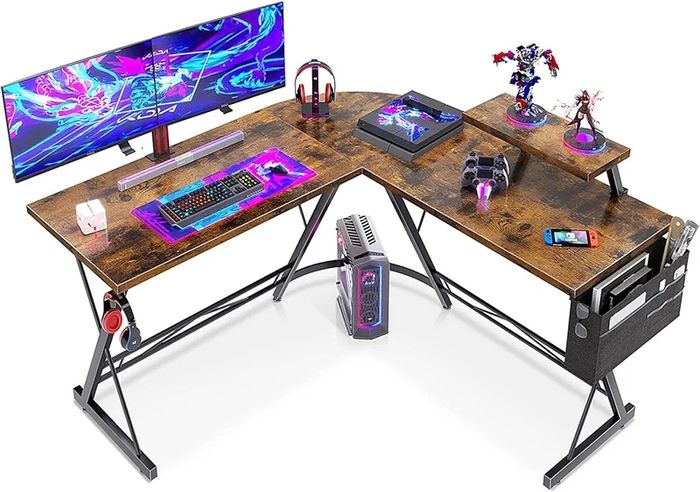 L Shape Desk Computer Desk Office Table With Round Corner Gaming Table ...