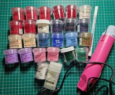 Embossing powders with heat gun