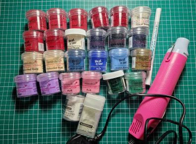 Embossing powders with heat gun