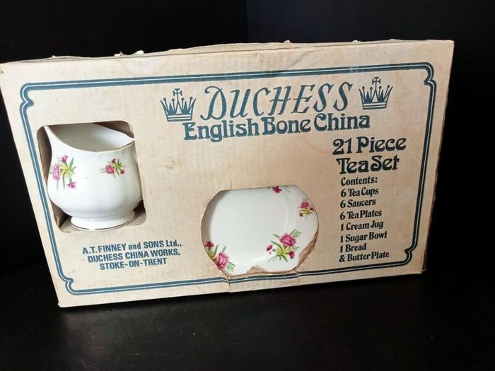 NEW Boxed Duchess English Bone China 21 Ps Tea Set "Carnation"