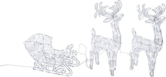 160 LED Reindeer with Sleigh Reindeer Figures with Timer Christmas Lighting for Outdoor and Indoor Use Christmas Figure