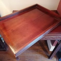Elegant carved wooden dumb waiter table