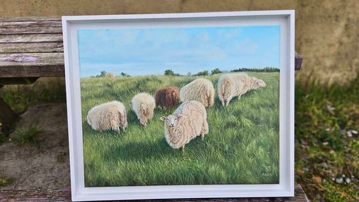Original Oil Painting  - Curious Lamb