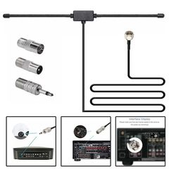 FM Radio Antenna FM F-Head Amp Sheep Horn Antenna for Car FM TV Radio Station 75 ohms F Female Head to TV3.5 Mono