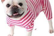Dog Clothes,Dog Classic Striped Pajamas Soft Cotton Jumpsuit Pug French Bulldog Onesies Costume for Cats Puppy Small Medium Dogs(Pink,S,M)L