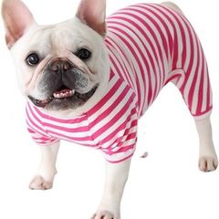 Dog Clothes,Dog Classic Striped Pajamas Soft Cotton Jumpsuit Pug French Bulldog Onesies Costume for Cats Puppy Small Medium Dogs(Pink,S,M)L